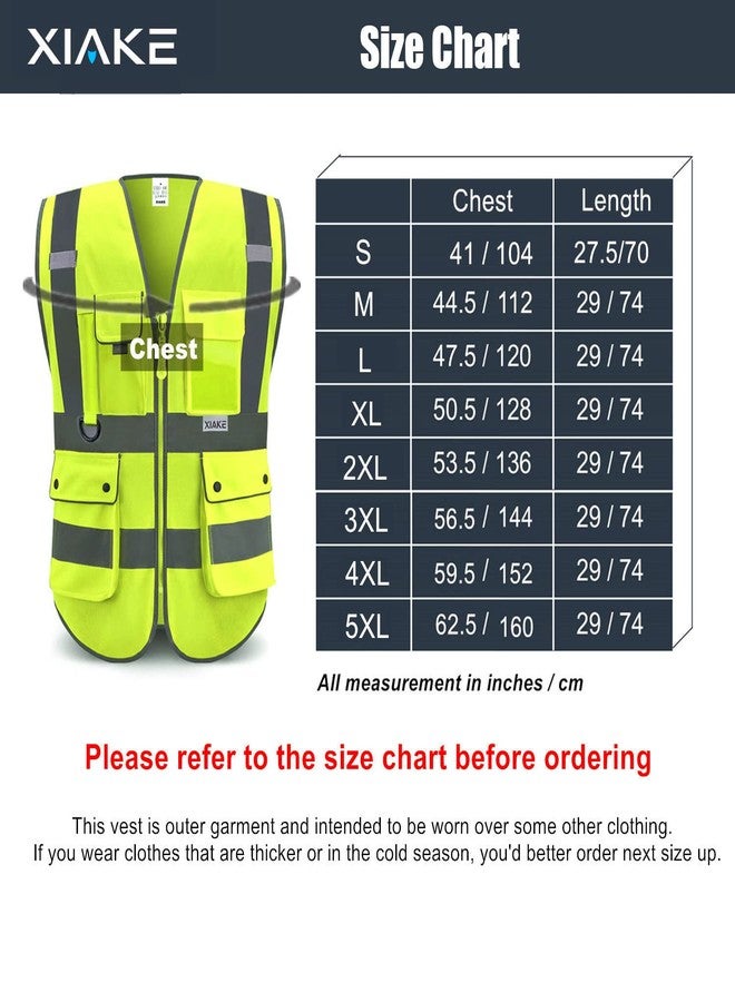 XIAKE Reflective Safety Vest for Men & Women High Visibility Class 2 Vest with Pockets Meets ANSI Standards(Large,Yellow) - Image 5