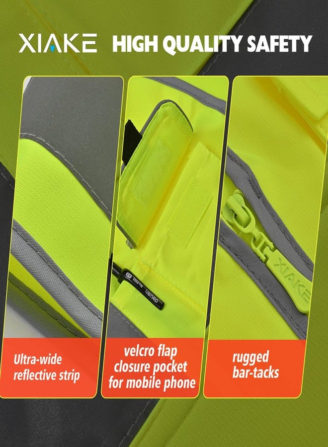 XIAKE Reflective Safety Vest for Men & Women High Visibility Class 2 Vest with Pockets Meets ANSI Standards(Large,Yellow) - Image 4