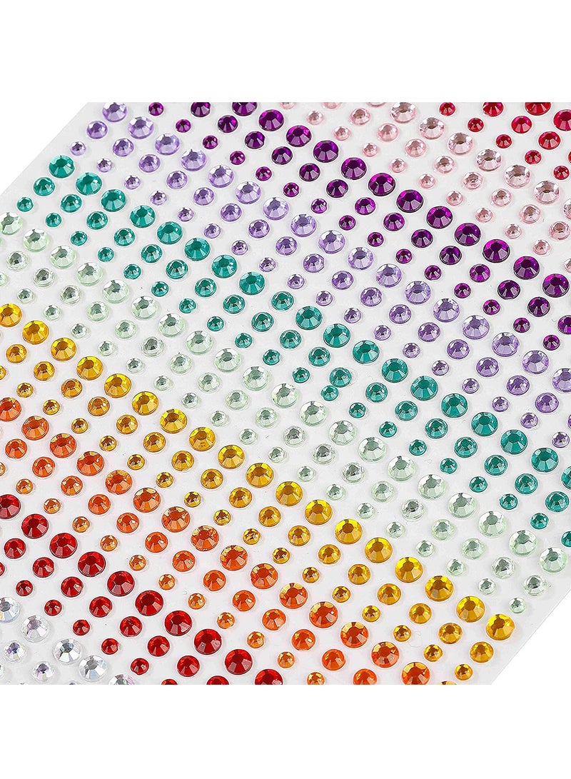 Self-Adhesive Crystal Gem Stickers for Face, Eyes, Nails, DIY Crafts, and Card Decorations - 15 Colors, 3 Sizes, 900 Pieces - Image 1