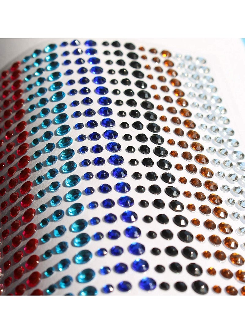 Self-Adhesive Crystal Gem Stickers for Face, Eyes, Nails, DIY Crafts, and Card Decorations - 15 Colors, 3 Sizes, 900 Pieces - Image 3