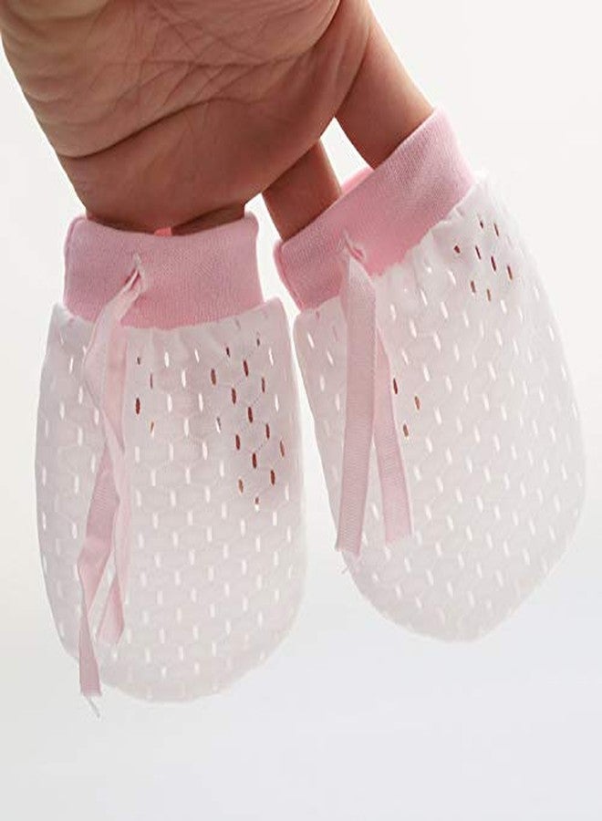 Adeimoo Baby Boy Girl No Scratch Silk Cotton Mittens Mesh Breathable Drawstring Gloves for Newborn Toddler Infants 8 Pack (Eyelet Mitten) - Image 4