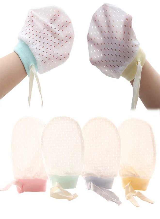 Adeimoo Baby Boy Girl No Scratch Silk Cotton Mittens Mesh Breathable Drawstring Gloves for Newborn Toddler Infants 8 Pack (Eyelet Mitten) - Image 1