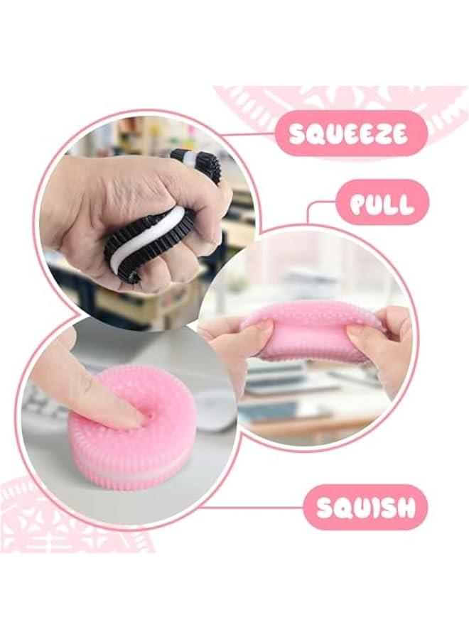 2 Packs Sticky Cookie Squishies Fidget Toys Adults, Squeeze Toys Sensory Toys for Kids with Autism, Stress Balls for Adults Fidgets Birthday Gifts Party Favors for Kids(Pink Black) - Image 3