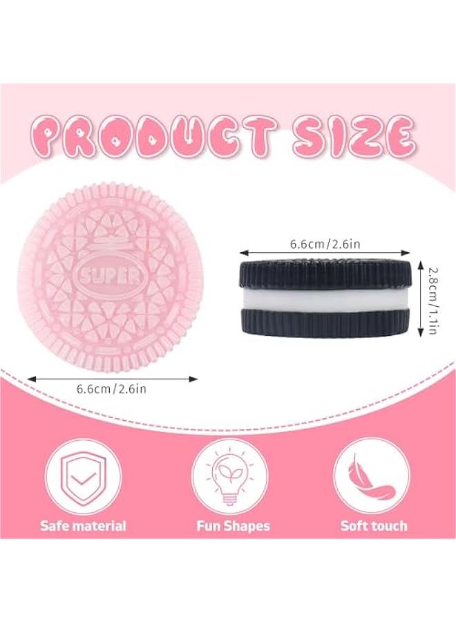 2 Packs Sticky Cookie Squishies Fidget Toys Adults, Squeeze Toys Sensory Toys for Kids with Autism, Stress Balls for Adults Fidgets Birthday Gifts Party Favors for Kids(Pink Black) - Image 2