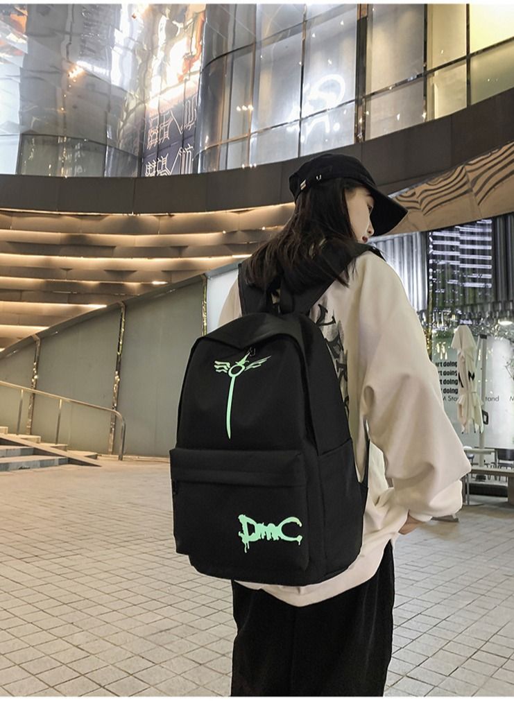 Unisex Colorblock Letter Graphic Backpack Casual School Bag Personality All-match Leisure Bookbag for Girls Boys Middle High College Student Travel Black - Image 4