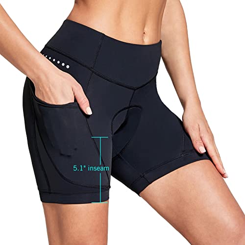 baleaf 4D Padded Bike Shorts Women Cycling Underwear Gel Padding Pockets Black L - Image 2