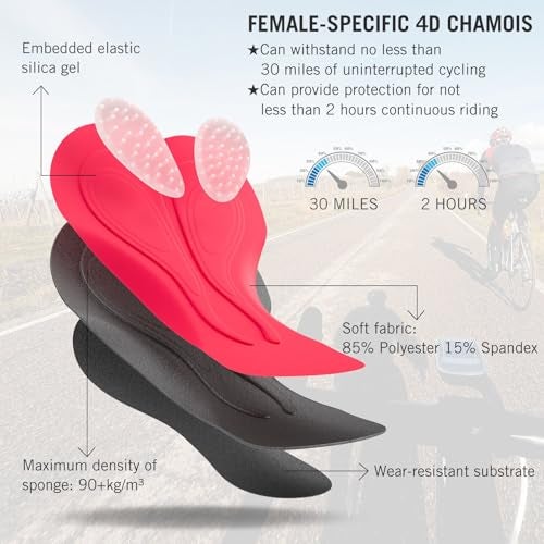 baleaf 4D Padded Bike Shorts Women Cycling Underwear Gel Padding Pockets Black L - Image 5