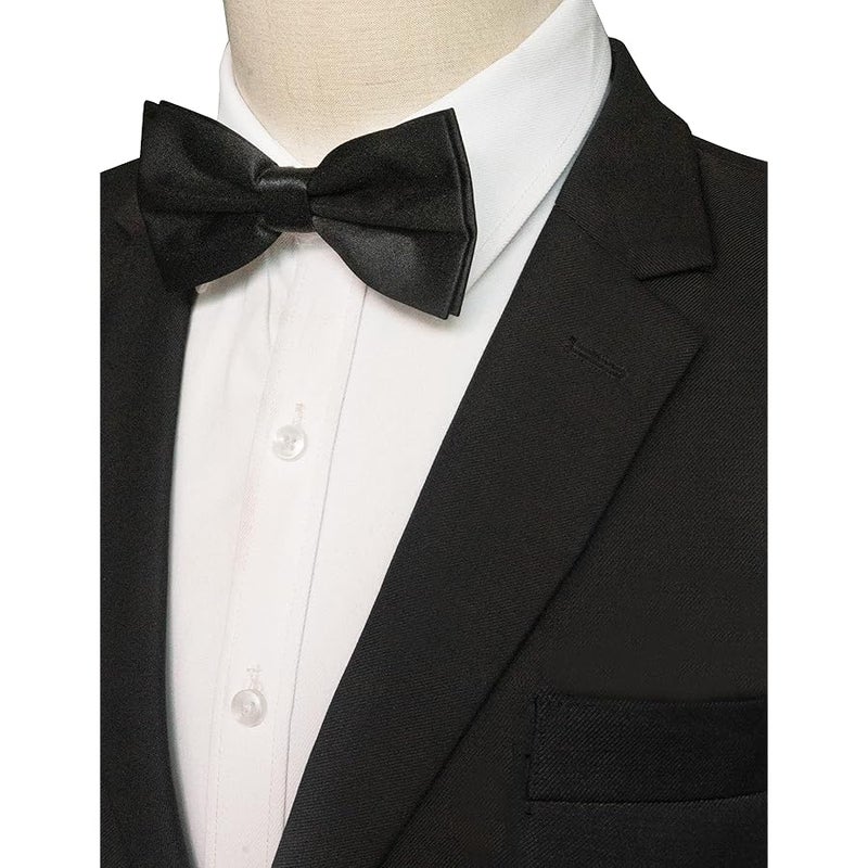 JEMYGINS Solid Color Pre-tied Bow Tie Adjustable Bowtie for Men, Black, general - Image 3