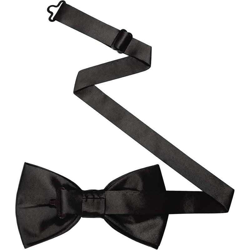 JEMYGINS Solid Color Pre-tied Bow Tie Adjustable Bowtie for Men, Black, general - Image 4