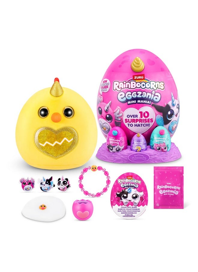 Rainbocorns Eggzania Mini Mania Chicken Plush Surprise Unboxing With Animal Soft Toy, Idea For Girls With Imaginary Play By Zuru  - Image 1