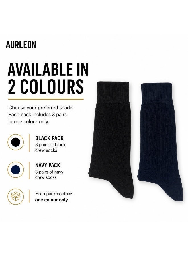 Aurleon 83% Cotton Crew Socks – 3 Pack – Flat Toe Seam - Image 3
