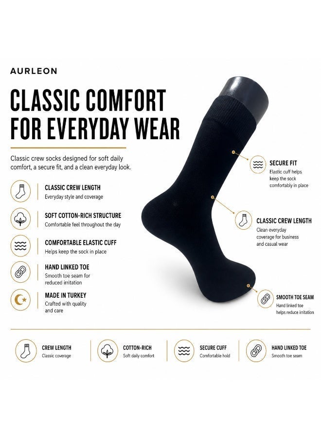 Aurleon 83% Cotton Crew Socks – 3 Pack – Flat Toe Seam - Image 2