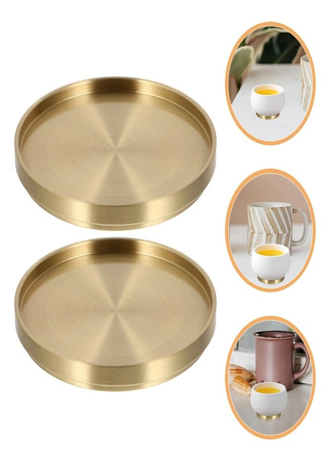 Hemoton Gold Coaster 2pcs Brass Coasters Cup Mats for Drinks Bronze Gold Coasters Decor Accents for Table & Bar Elegant Copper Cup Decor Drink Coaster（2.55 * 2.55in - Image 5