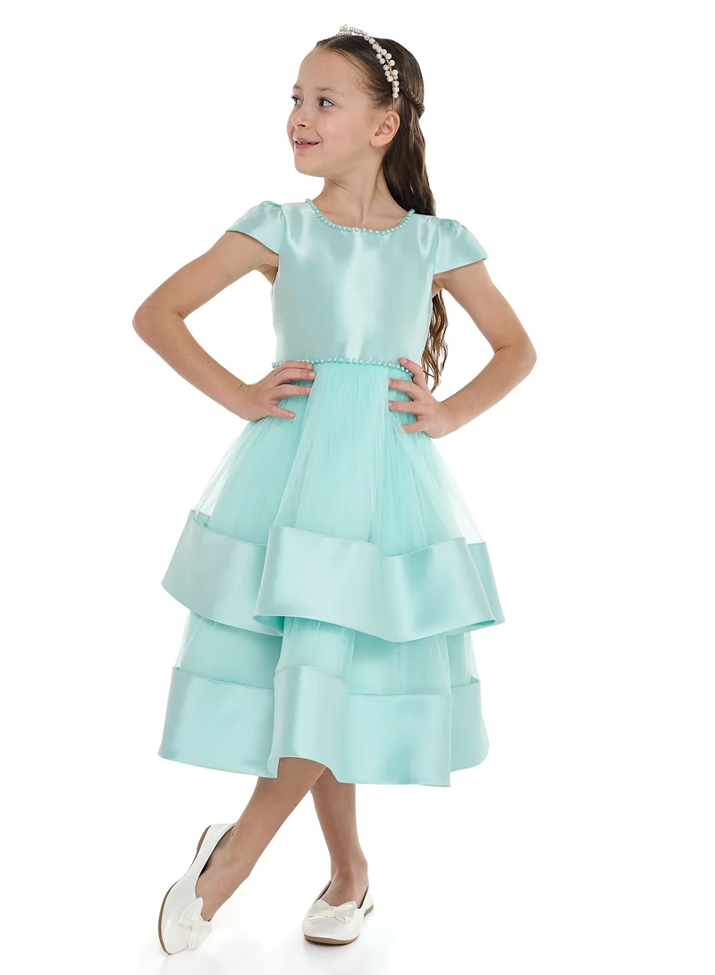 victor and jane Tiered Satin Dress