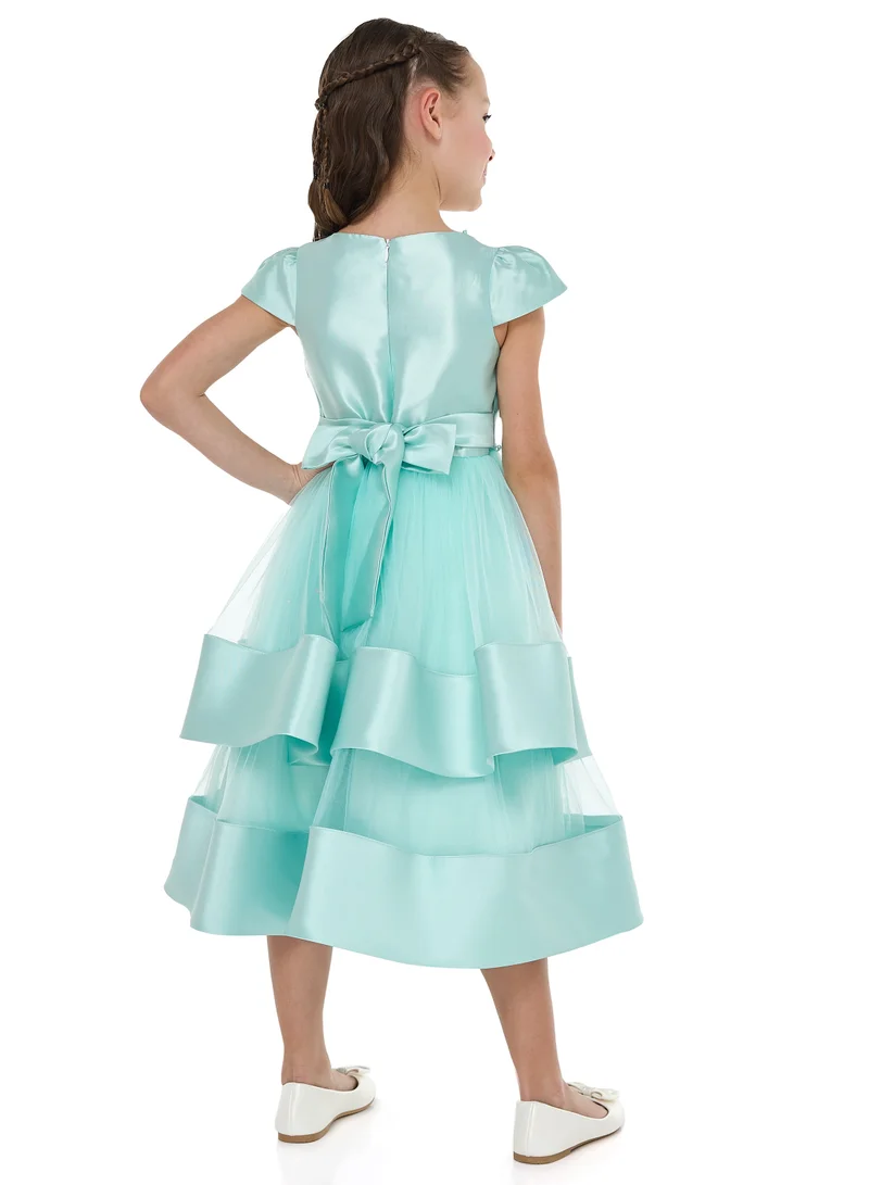 victor and jane Tiered Satin Dress