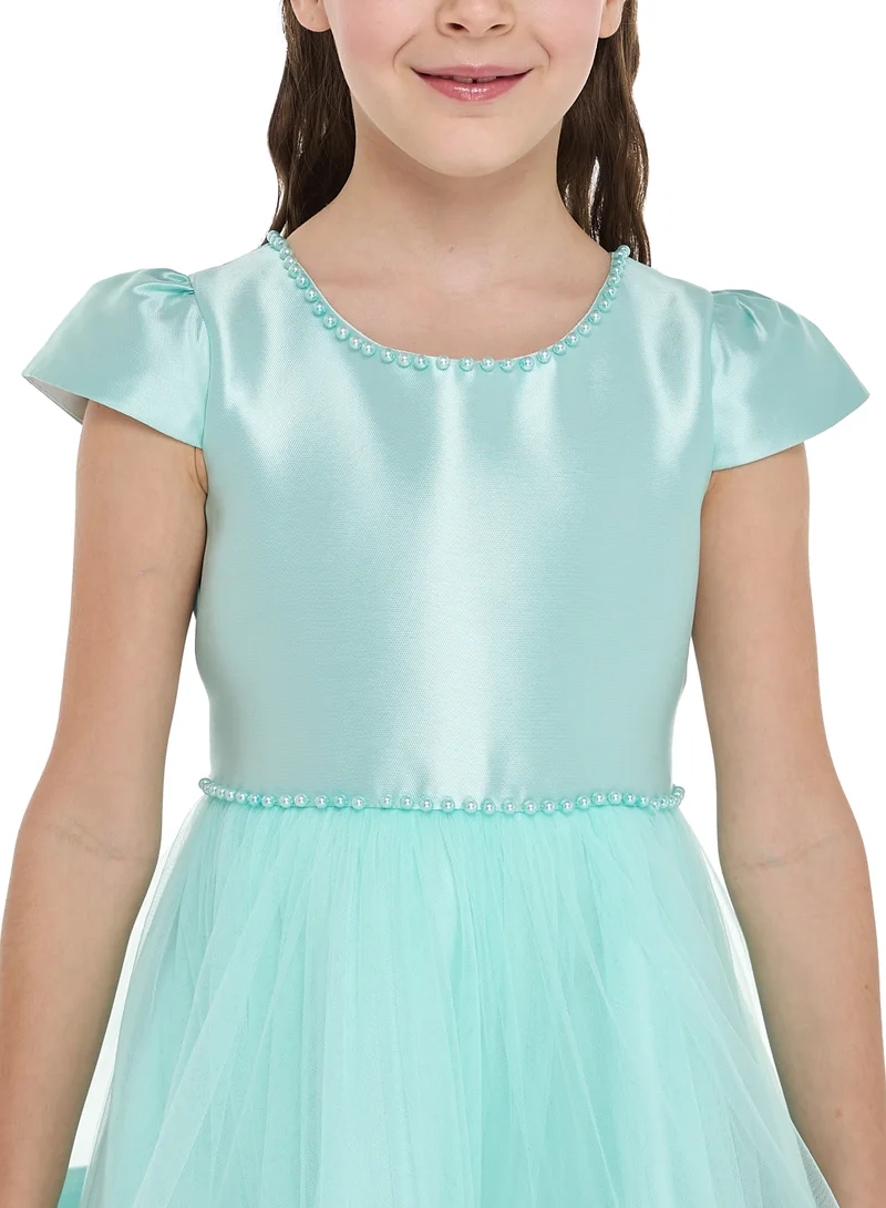 victor and jane Tiered Satin Dress