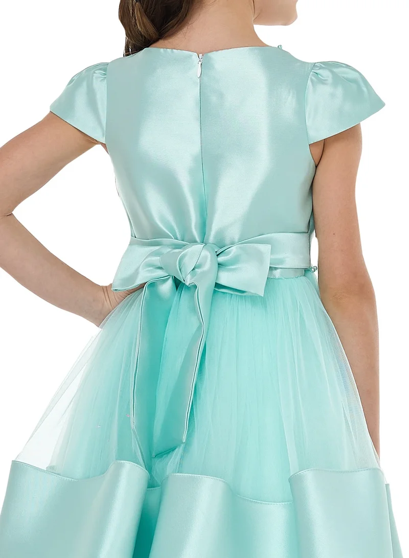 victor and jane Tiered Satin Dress
