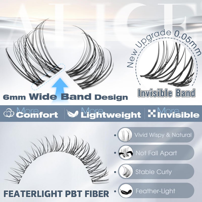 ALICE Natural Short Lash Clusters Invisible Band Wispy Eyelash Clusters 8-12mm Cluster Eyelash Extensions Lash Extensions DIY Individual Lashes - Image 3
