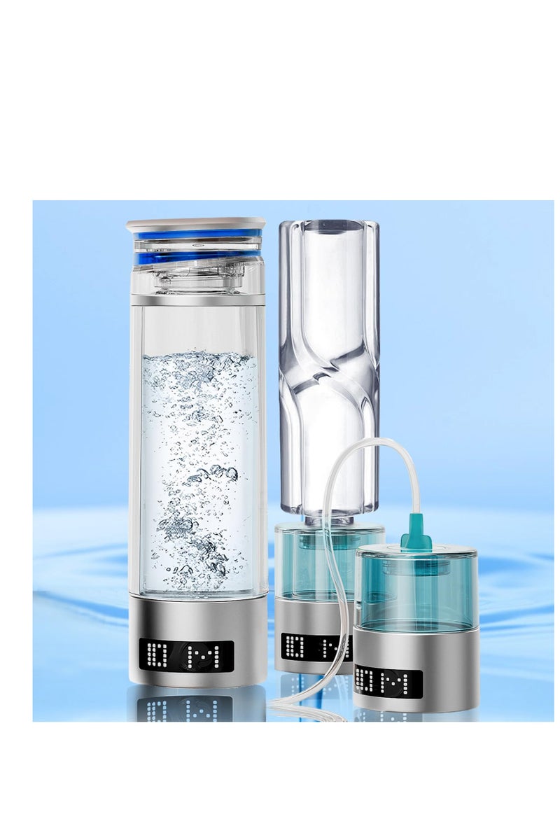 Luckam مجموعة واحدة من مولد زجاجة ماء الهيدروجين الغني 3 في 1 كوب قلوي أيون سالب تقنية SPE PEM مادة تريتان آمنة للطعام مقاومة للتسرب عديمة الرائحة فتحة تنقية مع أنبوب أنفي مضمّن 350 مل - Image 1