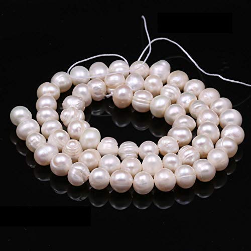 Natural Pearl Beads 100 Natural Freshwater Round Punching Pearl Loose Charms for Jewelry Making Necklace Bracelet 2 Strands 78mm White
