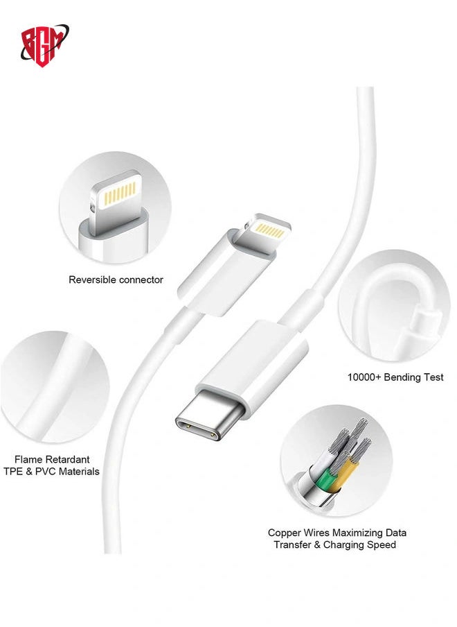 BGM - iPhone 14 Fast Charger [Apple MFi Certified ] Apple Fast Charging Block 20W PD USB-C Wall Charger 6FT USB C to Lightning Cables Compatible with iPhone 14/13/ Plus/12/Pro/11/Pro Max,iPad (White) - Image 1