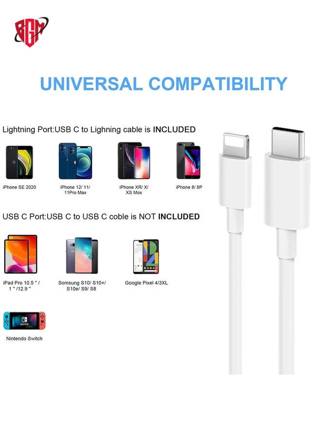 BGM - iPhone 14 Fast Charger [Apple MFi Certified ] Apple Fast Charging Block 20W PD USB-C Wall Charger 6FT USB C to Lightning Cables Compatible with iPhone 14/13/ Plus/12/Pro/11/Pro Max,iPad (White) - Image 1