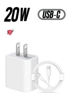 iPhone 14 Fast Charger [Apple MFi Certified ] Apple Fast Charging Block 20W PD USB-C Wall Charger 6FT USB C to Lightning Cables Compatible with iPhone 14/13/ Plus/12/Pro/11/Pro Max,iPad (White)