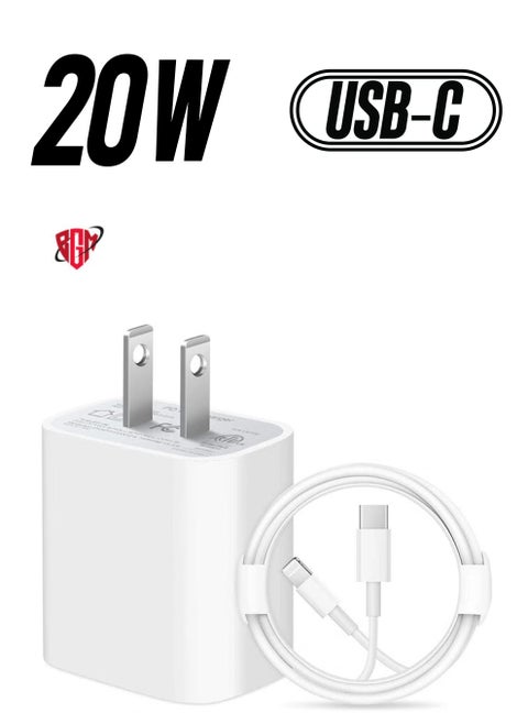 iPhone 14 Fast Charger [Apple MFi Certified ] Apple Fast Charging Block 20W PD USB-C Wall Charger 6FT USB C to Lightning Cables Compatible with iPhone 14/13/ Plus/12/Pro/11/Pro Max,iPad (White)