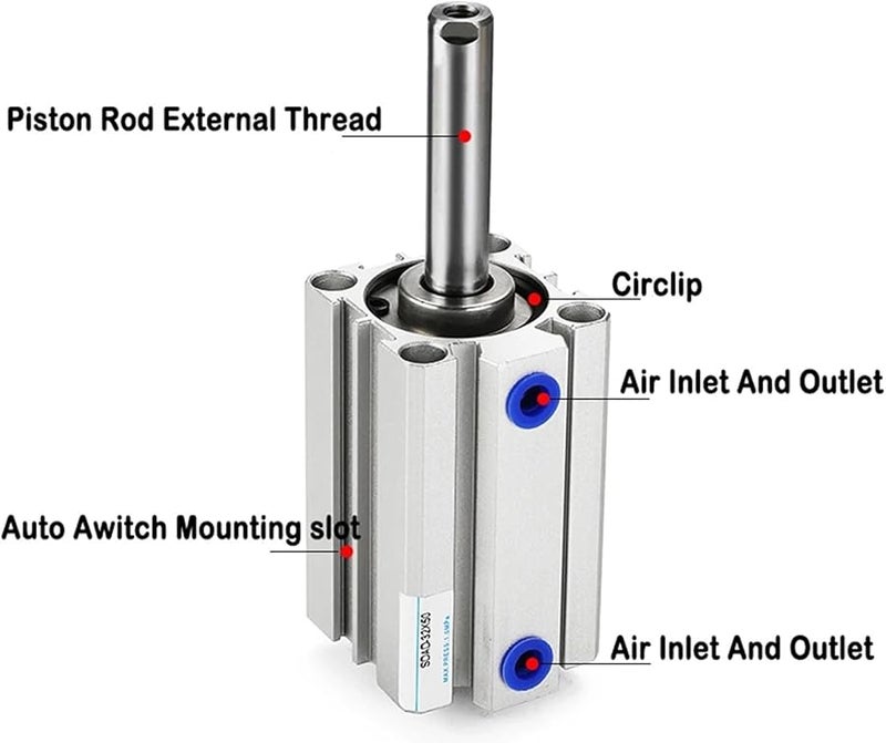 Small Pneumatic Double Output Double Head Thin Cylinder Bore 20mm Stroke 40mm - Image 5