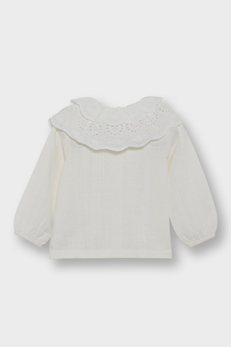 ديفاكتو قميص بناتي بقصّة عادية ورقبة كبيرة وأكمام طويلة - Image 3