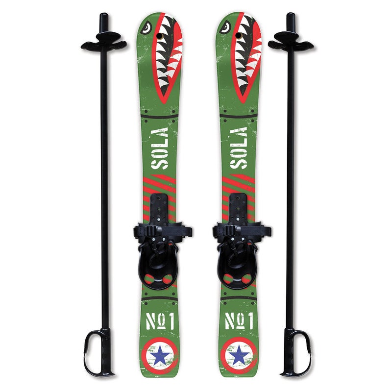 SOLA Winter Sports Skiing Cross Country Backyard ski Set for Kids Beginner Snow Skis with Poles and Bindings Age 3-4 (Gaggle) - Image 1
