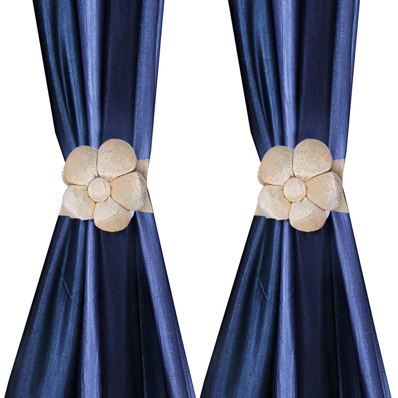 Kuber Industries Kuber Industries Velvet 2 Pieces Curtain Tie Back Tassel Set Cream CTKTC22169 Standard - Image 1