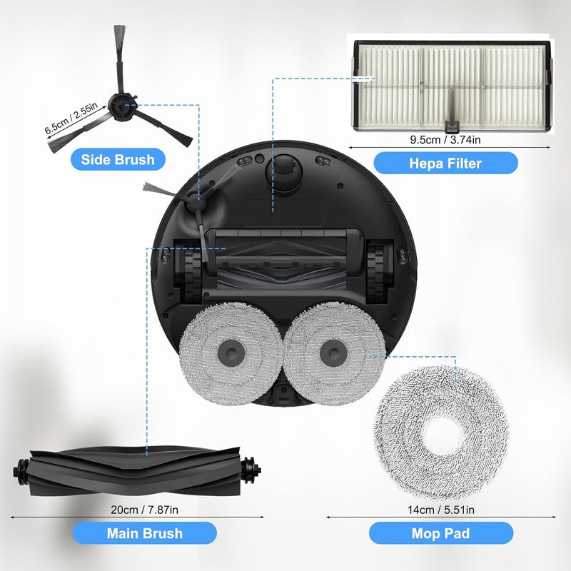 JoyBros Accessories for Dreame L10s Ultra Heat and Gen 2 ONLY X30 Ultra Mova E30 mops/Wipes X6; dust Bag X4; Filter HEPA X4; Main Brushes X2; Side Brushes X4 Spare Parts - Image 3