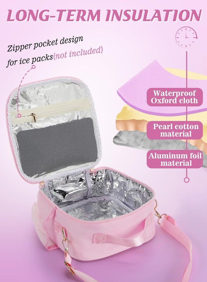 Alphatool Insulated Kids Lunch Bag with Adjustable Strap - Reusable Easy to Clean Lunch Bag for Girls, Hold Kids Lunch Box Snacks Water Bottles for School, Pink - Image 2