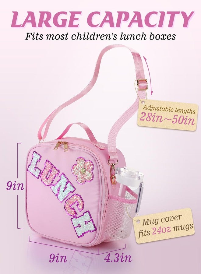 Alphatool Insulated Kids Lunch Bag with Adjustable Strap - Reusable Easy to Clean Lunch Bag for Girls, Hold Kids Lunch Box Snacks Water Bottles for School, Pink - Image 4