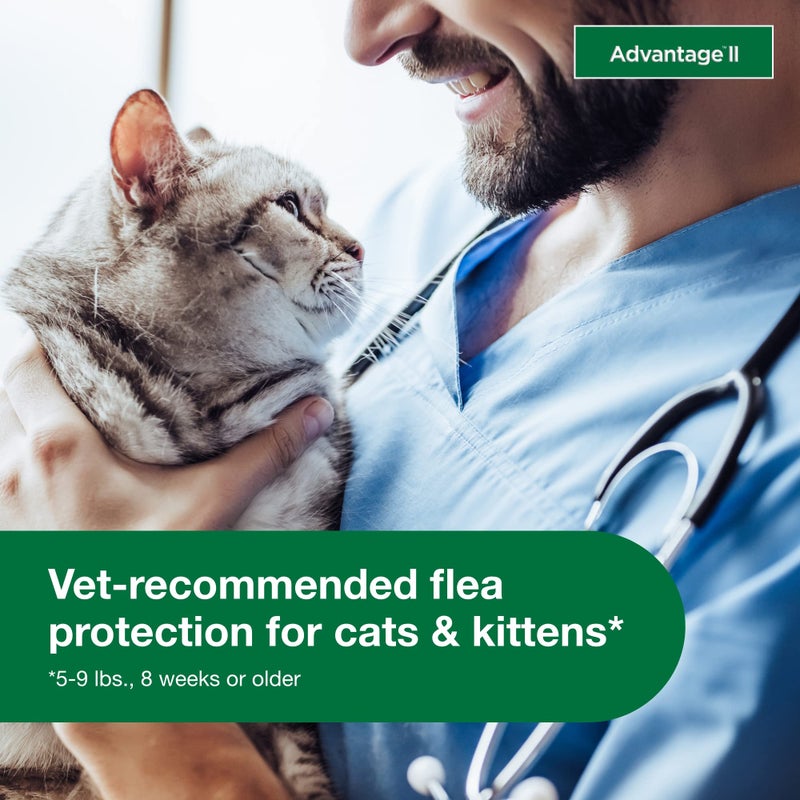 Advantage II Small Cat Vet-Recommended Flea Treatment & Prevention | Cats 5-9 lbs. | 1-Month Supply - Image 4