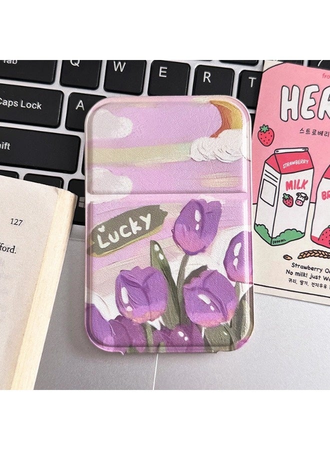 شيبشيب عبوتان من مرآة مكياج محمولة أنيقة على شكل توليب مع إضاءة، مرآة يد قابلة للطي فائقة النحافة مع غطاء من جلد البولي يوريثان (PU)، مدمجة ومناسبة للتسوق، المنزل، والمكتب. - Image 4