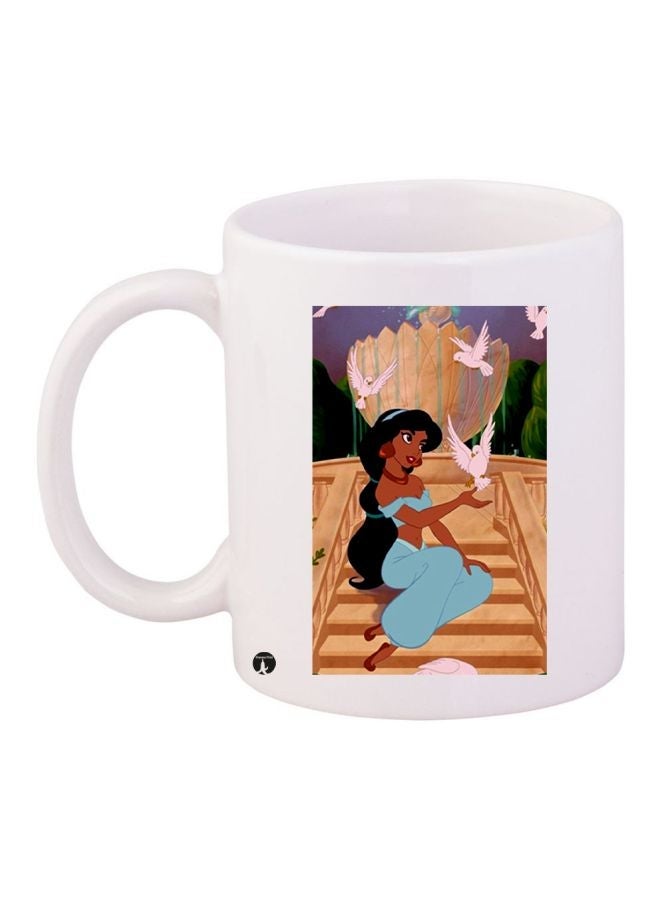 Cartoon Printed Coffee Mug White/Brown/Beige 11ounce