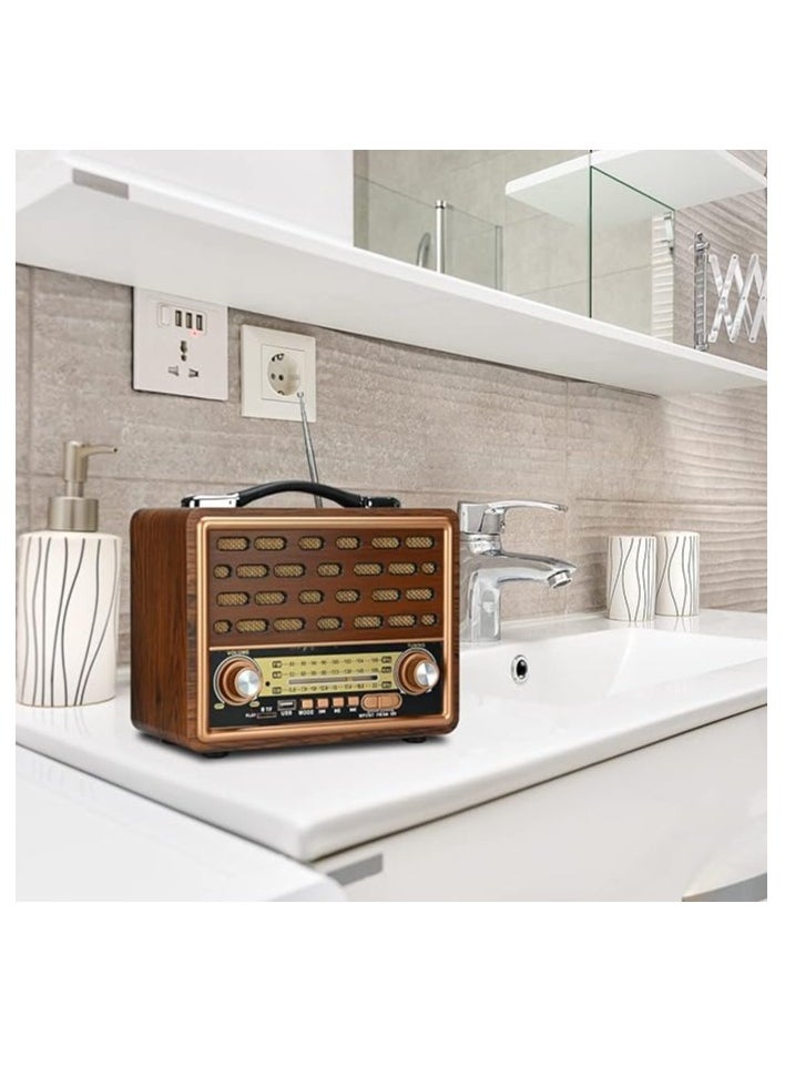 Generic - Portable Radio FM AM SW Retro Kitchen Stereo Multiple Power Supply Powerful Functional Audio Bluetooth Radio Support TF Card USB Disk Speaker Playback for Outdoor Indoor - Image 1
