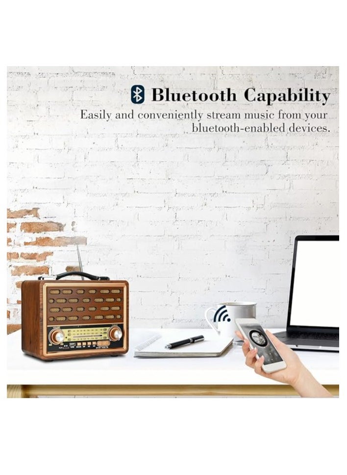 Generic - Portable Radio FM AM SW Retro Kitchen Stereo Multiple Power Supply Powerful Functional Audio Bluetooth Radio Support TF Card USB Disk Speaker Playback for Outdoor Indoor - Image 1