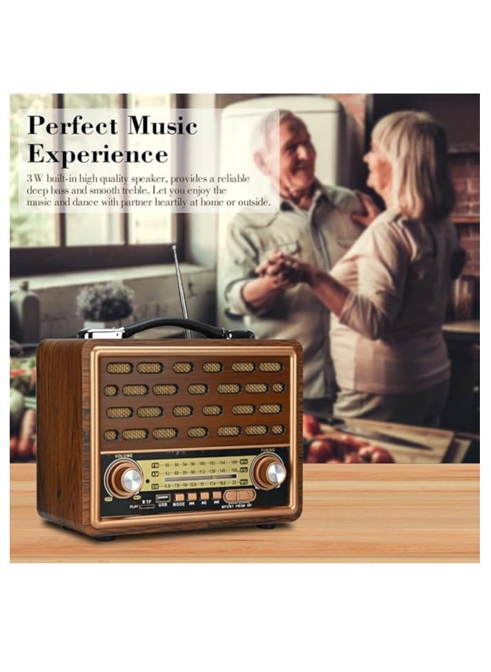Generic - Portable Radio FM AM SW Retro Kitchen Stereo Multiple Power Supply Powerful Functional Audio Bluetooth Radio Support TF Card USB Disk Speaker Playback for Outdoor Indoor - Image 1