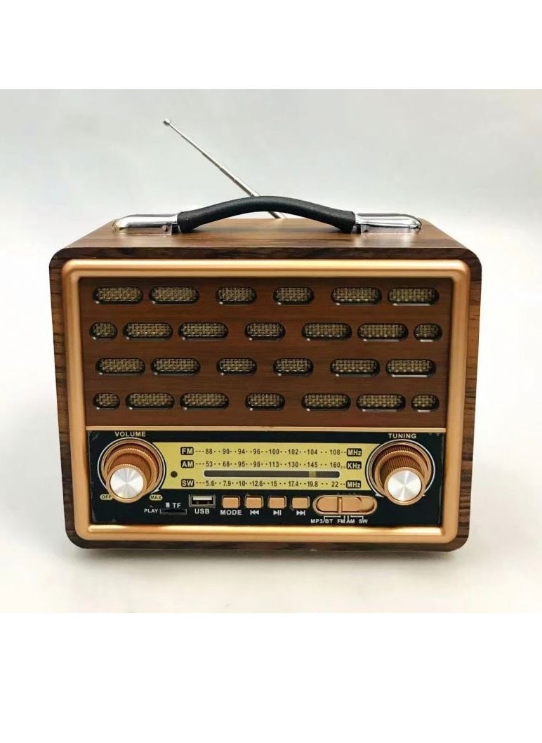 Generic - Portable Radio FM AM SW Retro Kitchen Stereo Multiple Power Supply Powerful Functional Audio Bluetooth Radio Support TF Card USB Disk Speaker Playback for Outdoor Indoor - Image 1