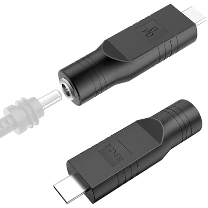 rayihni محول كابل الطاقة USB C ذكر إلى DC أنثى، محول توصيل DC 5521 إلى قابس USB نوع C، محول شاحن الطاقة DC إلى نوع C لجهاز ThinkPad MacBook Chromebook Nintendo Switch (2 قطع) - Image 1