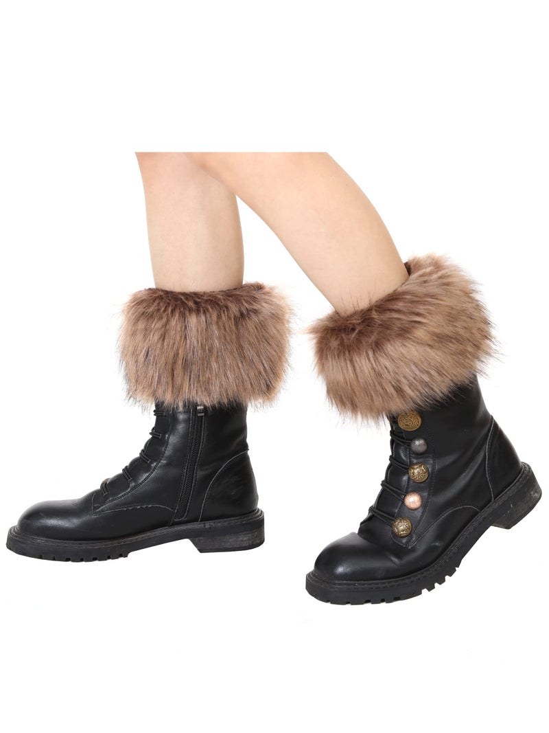 LA CARRIE Women Faux Fur Plush Leg Warmers Short Furry Fuzzy Leg Cuffs Girls Winter Knitted Boot(Raccoon) - Image 3