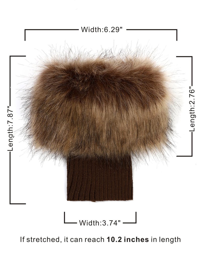 LA CARRIE Women Faux Fur Plush Leg Warmers Short Furry Fuzzy Leg Cuffs Girls Winter Knitted Boot(Raccoon) - Image 4
