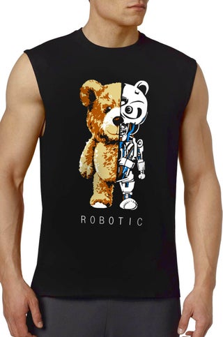Robot Bear Black Cut Sleeve | Sleeveless Men's T-Shirt | Undershirt - pzsku/ZBFEE3DA6B8716B2025CBZ/45/_/1725789745/7389d08f-72fc-45a7-8172-bdf006a8ee7b