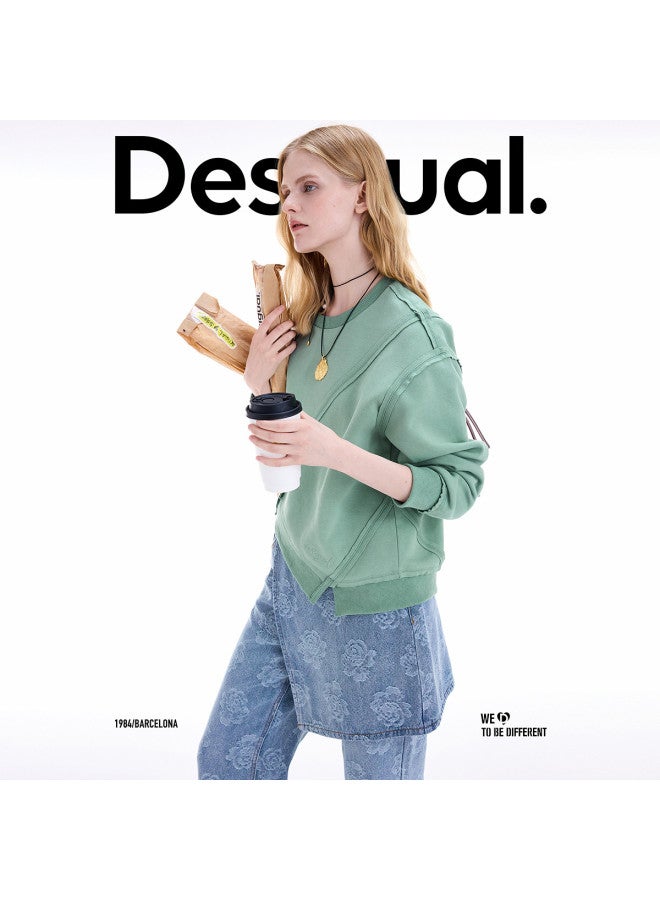 DESIGUAL 25 Autumn/Winter New Loose Deconstructed Raw Edge Patchwork Round Neck Women'S Hoodie - Image 2