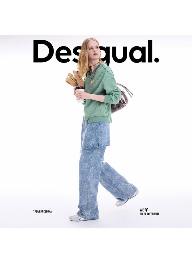 DESIGUAL 25 Autumn/Winter New Loose Deconstructed Raw Edge Patchwork Round Neck Women'S Hoodie - Image 3