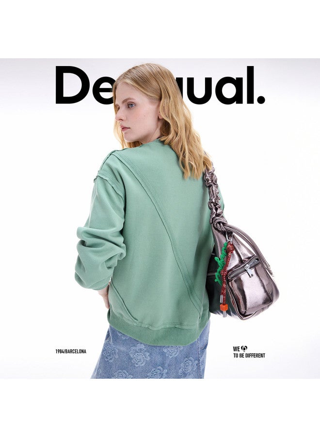 DESIGUAL 25 Autumn/Winter New Loose Deconstructed Raw Edge Patchwork Round Neck Women'S Hoodie - Image 5