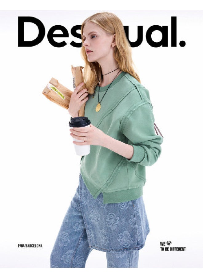 DESIGUAL 25 Autumn/Winter New Loose Deconstructed Raw Edge Patchwork Round Neck Women'S Hoodie - Image 1